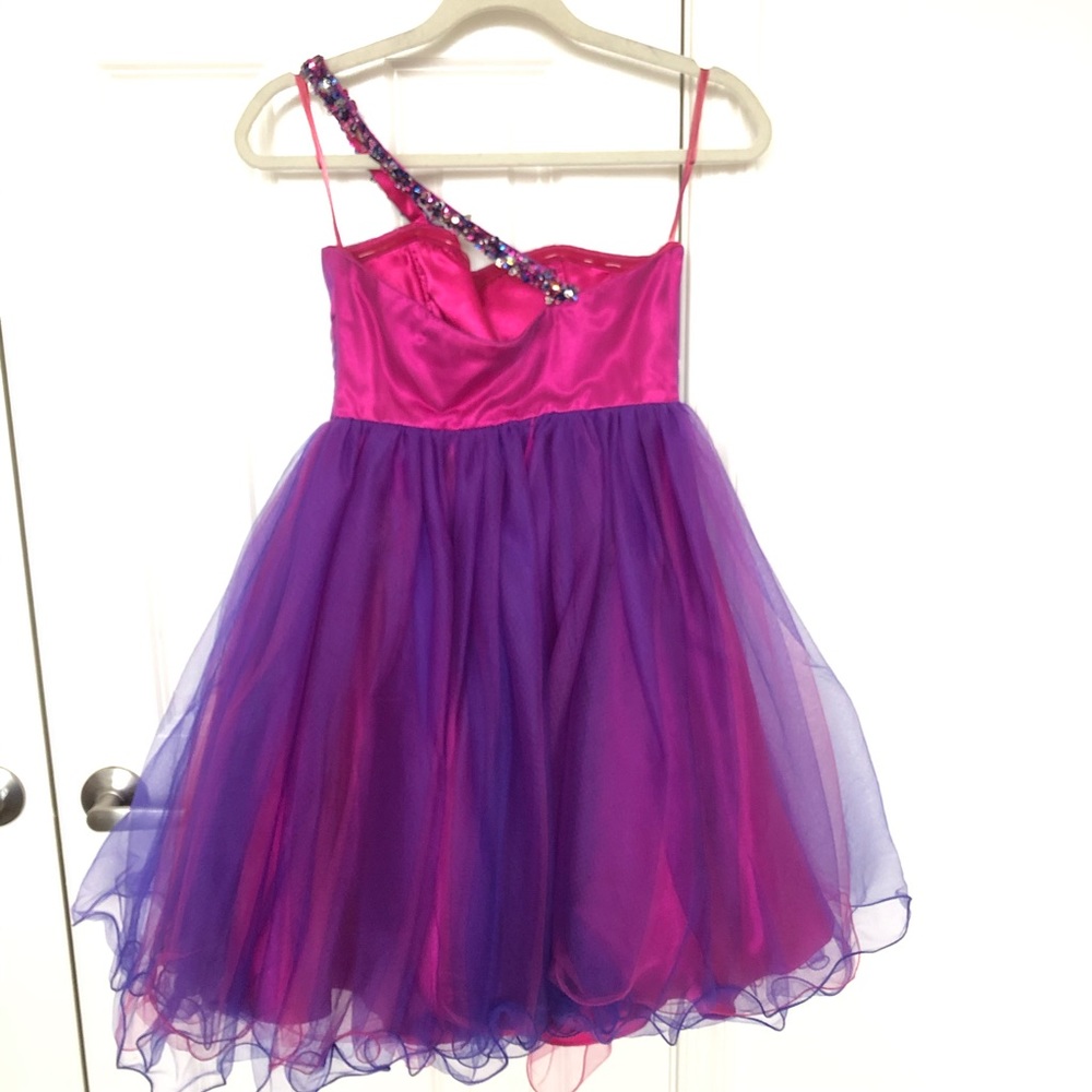Jump Apparel Pink & Purple Short Party Dress - Picture 4 of 8